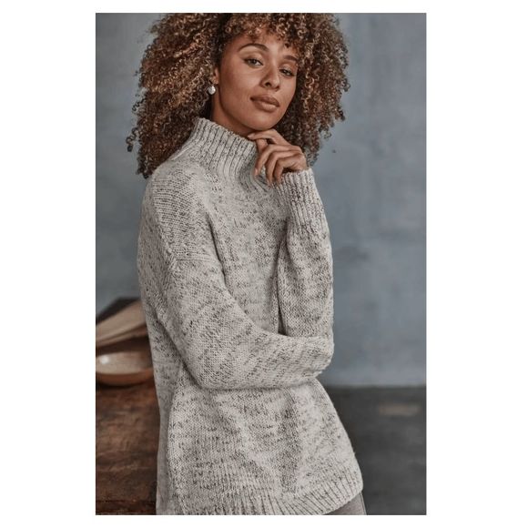 J. Jill Sweaters - J. Jill Pure Jill Marled Mock-Neck Sweater in Oatmeal Heather Size M NWT $109